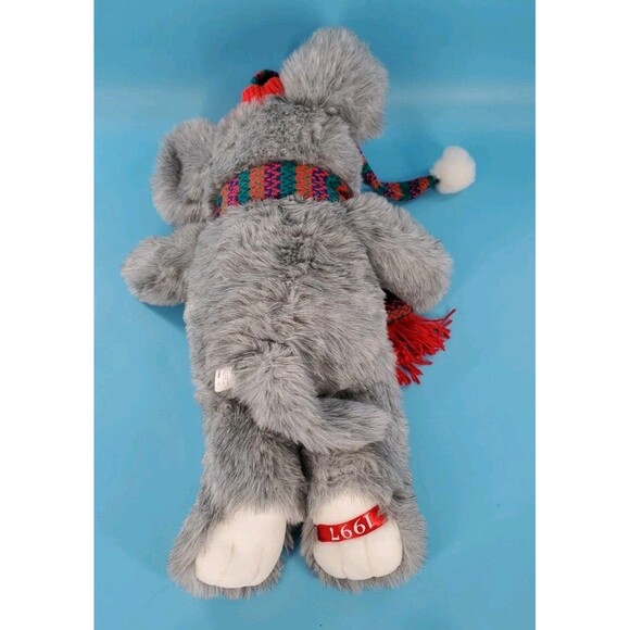 Vintage Holiday Mouse Large Knit Hat & Scarf Christmas Decor 1997 Appx 20" - Picture 4 of 14